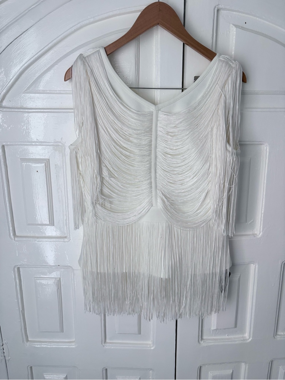 Karen Millen Ivory Fringe Detail Top NWT